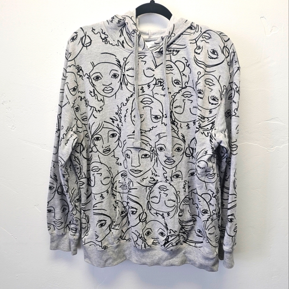 Maya Angelou Face Print African American Gray Graphic Hoodie Sweatshirt Size XL